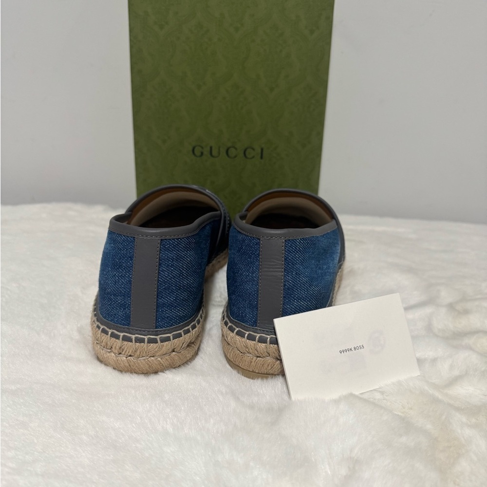 Men's Gucci Interlocking G Blue Denim Espadrille Size 7 US 7.5 Made In Spain - Picture 3 of 9